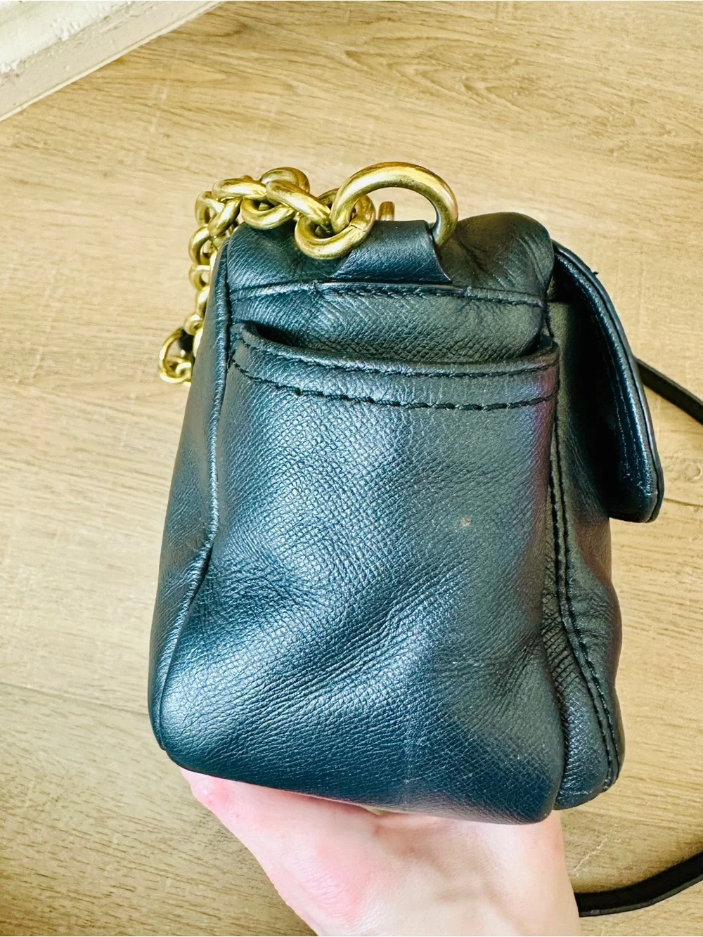 Coach Black Campbell Crossbody Leathet Camera Bag with Gold Turn-Lock Hardware